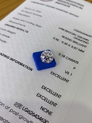 خرید 3.18CT F VS1 3EX CVD سینتتیک الماس برنج برش گواهینامه IGI LG626434630 online manufacture