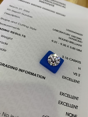 خرید 3.16CT H VS2 3EX برش گرد آزمایشگاه CVD الماس LG626434629 online manufacture