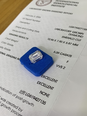 خرید مصنوعي 5.09CT F VVS2 2EX CVD لابراتوار ساخته شده الماس زمرد برش online manufacture