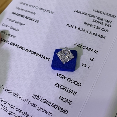 خرید 3.42CT G VS1 EX VG CVD لابراتوار الماس های بزرگ شده پرنسس کت OEM ODM online manufacture