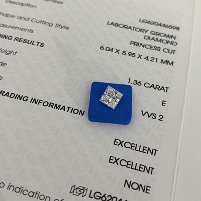 خرید 1.36CT E VVS2 2EX CVD Princess Cut Lab رشد الماس گواهینامه IGI online manufacture