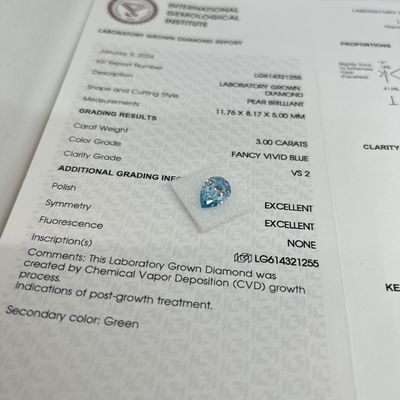 خرید 3 قیراط آزمایشگاهی رشد الماس فانتزی روشن آبی انگور برنج برش VS2 online manufacture