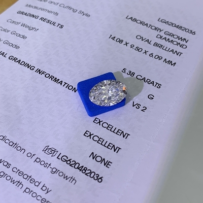 خرید 5.38ct الماس های طلایی رشد کرده شکل بیضی CVD G VS2 2EX N IGI LG620482036 online manufacture