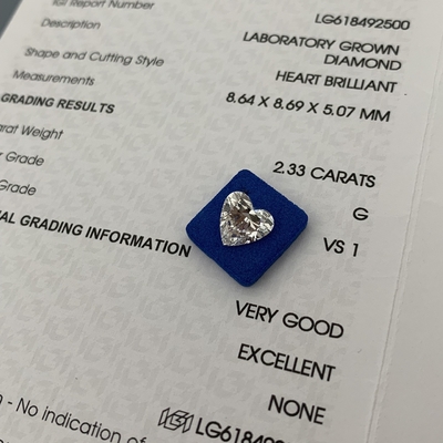 خرید 2.33ct لابراتوار رشد الماس قلب برش CVD G VS1 2EX N IGI الماس های مصنوعی online manufacture