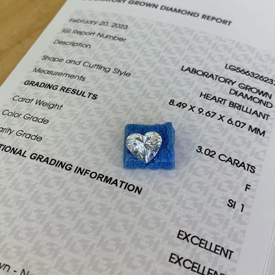 خرید 3.02ct آزمایشگاهی رشد قلب شکل الماس CVD F SI1 2EX N IGI LG566326237 online manufacture
