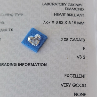 خرید 2.08ct CVD شکل قلب الماس آزمایشگاهی VS2 F OEM ODM online manufacture