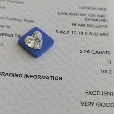 خرید 3.26ct شکل قلب آزمایشگاه الماس CVD H VS2 2EX N IGI LG539231988 online manufacture