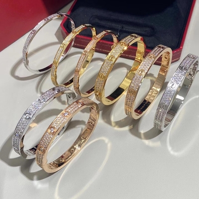 خرید GH VS Bangle Paved Diamond Love Bracelet جواهرات الماس طبیعی online manufacture