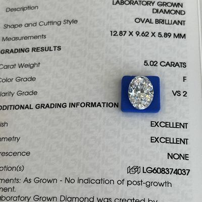5.02ct VS2 F الماس های مصنوعی الماس های تولید شده آزمایشگاهی