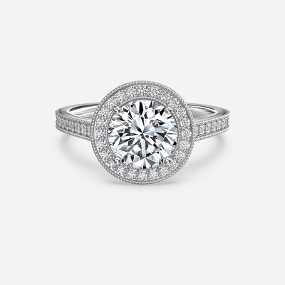 IGI آزمایشگاه رشد Halo الماس حلقه VVS وضوح HPHT Pear Cut