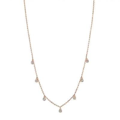 گردنبند الماس بزرگ شده آزمایشگاهی 18K 14K 10K طلایی جامد شفاف