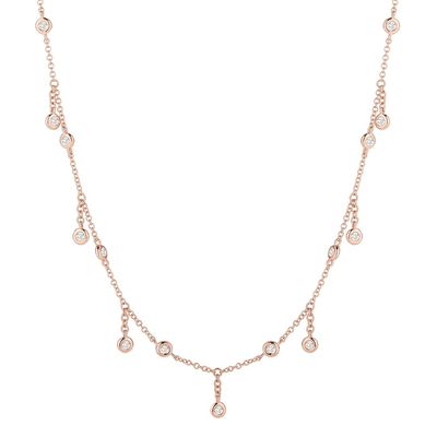 18K طلایی جامد گرد برش بیزل آزمایشگاه رشد الماس گردنبند با DEFGH سنگ قیمتی